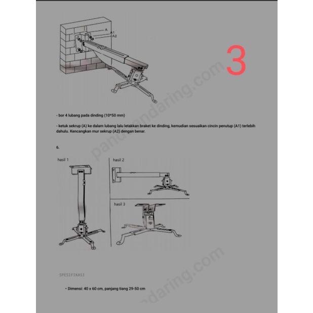 Bracket Proyektor universal - berat ongkir 1kg saja - braket breket gantungan hanger dinding tembok besi kuat projector