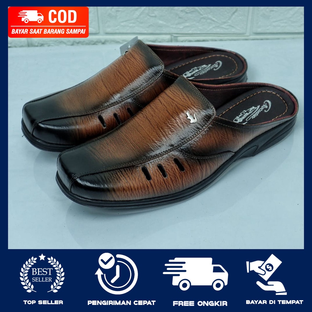 COD Sandal SEPATU Pria Dewasa Kekinian Kulit Asli Original Keren Branded Terbaik Model BUSTONG SL.07