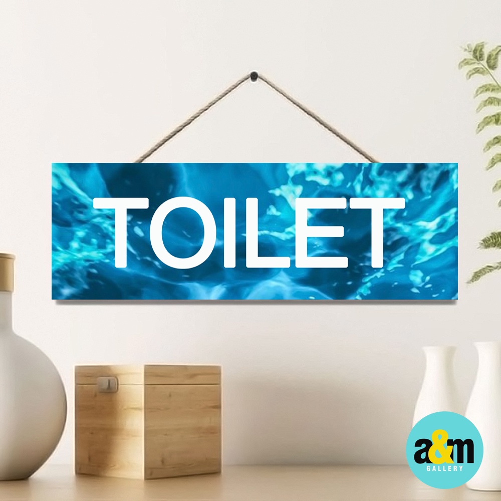 Hiasan Dinding Gantung Toilet Kamar mandi Ukuran 10 x 30 cm I Walldecor Tulisan Toilet - A&amp;M