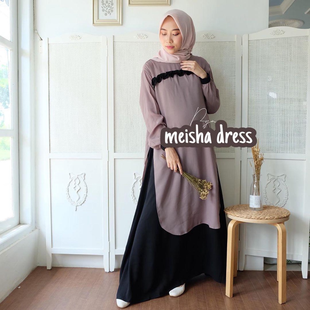 MEISHA DRESS Bahan WOLLFICE Gamis Kondangan Wanita Baju Gamis Dewasa Modern Dress Gamis Wanita Simpl