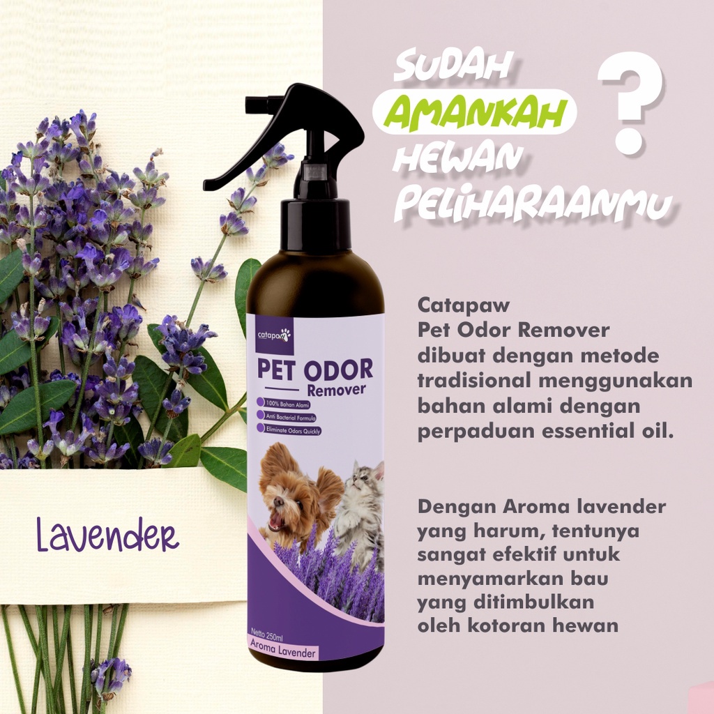 Spray Penghilang Bau Kotoran Kucing / Pet Odor Remover Penghilang Bau Pesing Bak Pasir Kucing / Cat Litter Box Spray Pipis Pup Kucing - Aroma Lavender