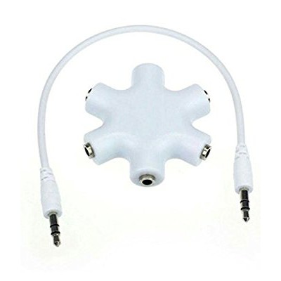 6 Way Ports Male to 5 Female Audio Earphone 3.5mm Jack Splitter