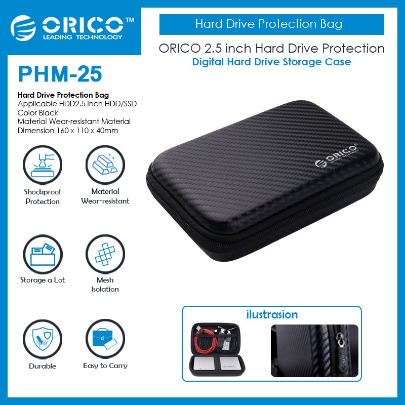 SSD / HDD 2.5&quot; Pouch Bag Case Storage ORICO PHM-25 Tas Hardisk