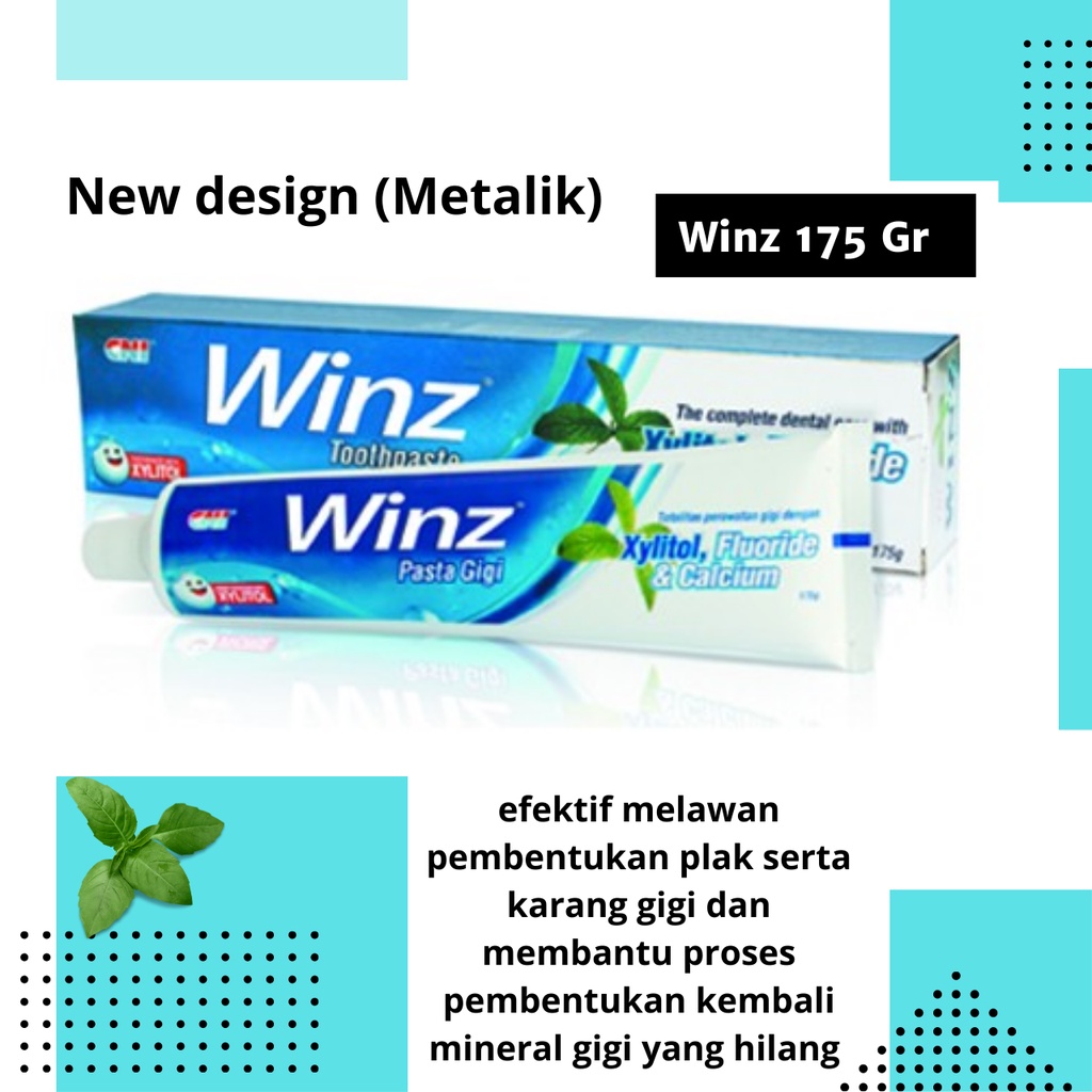 Odol Winz Pasta Gigi CNI Dengan Xylitol Fluoride Dan Calcium Totalitas Perawatan Pencegah Plak Karang Menghilangkan Bau Menyegarkan Mulut Sepanjang Hari Asli Design Metallik 175gr