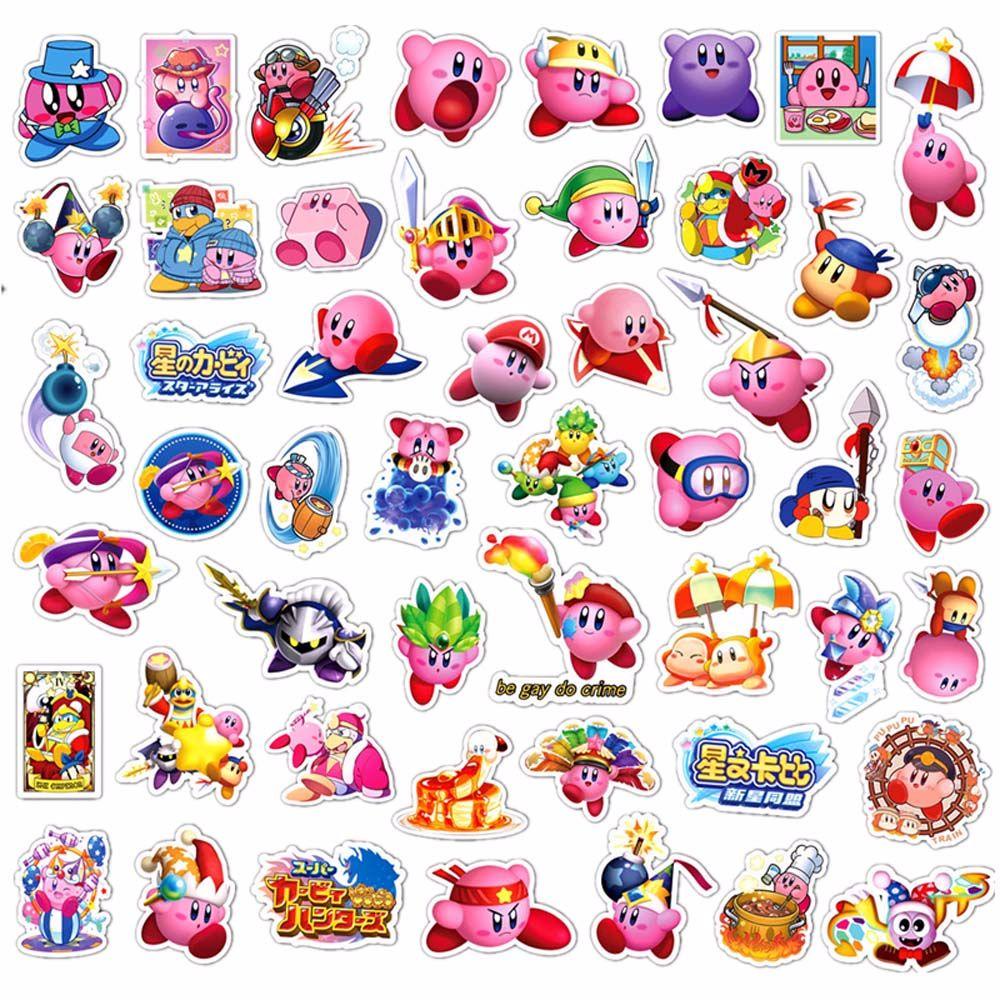 Agustin Kirby Star Kids Gift 50pcs/pack Scrapbooking Ally Stationery Stiker Untuk Koper Laptop Fans Koleksi Hadiah Stiker Anime