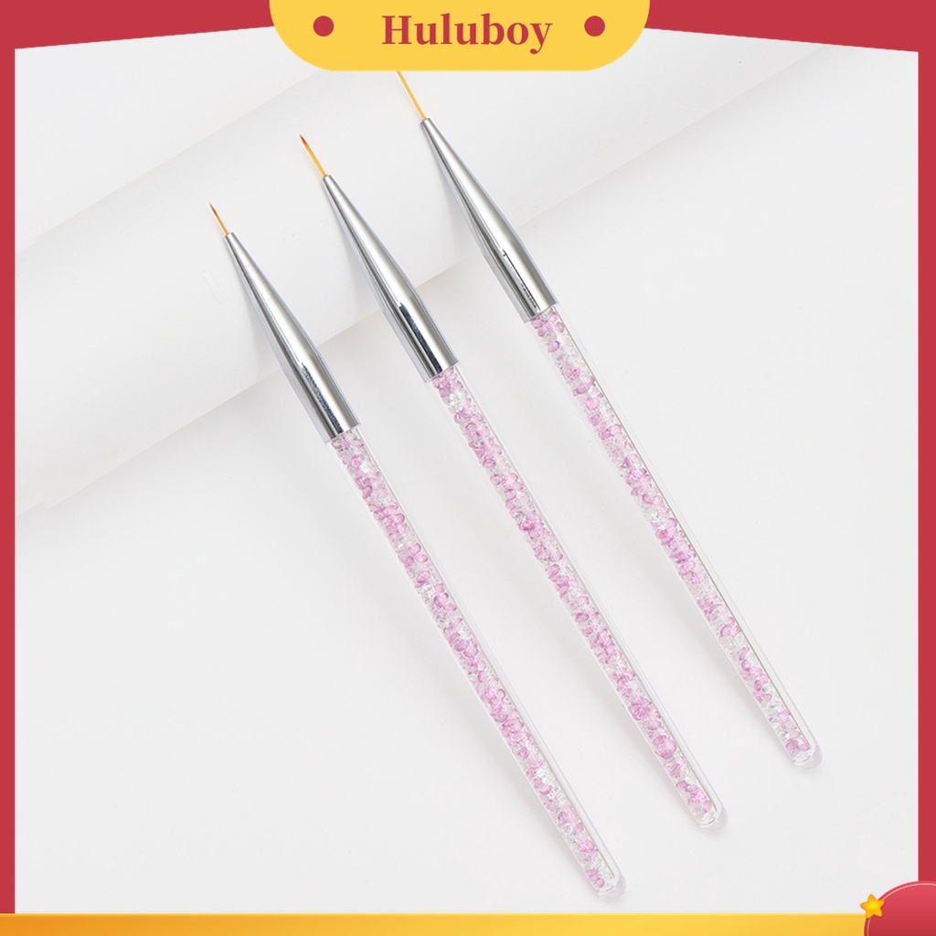 Huluboy Huluboy♡ 3 Pcs Pen Liner Bahan Nilon Wol Untuk Menggambar Nail Art