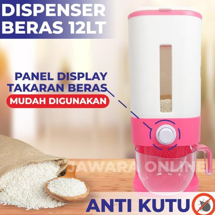[[COD]] [GRATIS ONGKIR] RICE BOX MODERN Pink Dispenser beras 12 Liter HEMAT Kode 516
