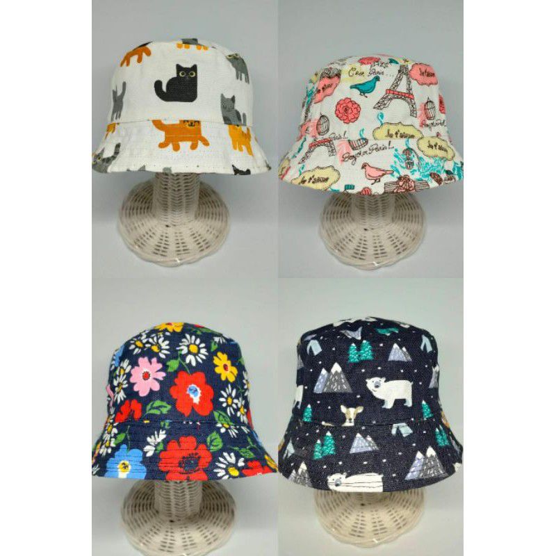 DK Topi Anak BUCKET HAT /  Anak Topi Bucket MOTIF BAHAN PREMIUM