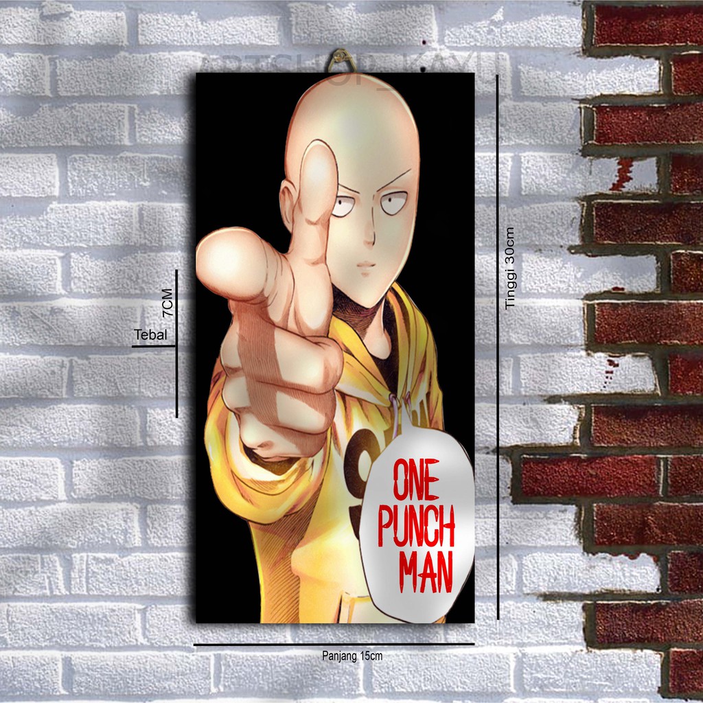 Hiasan dinding POSTER KAYU ANIME ONE PUNCH MAN Kamar HIASAN KAMAR Pajangan Rumah/ dekorasi dinding