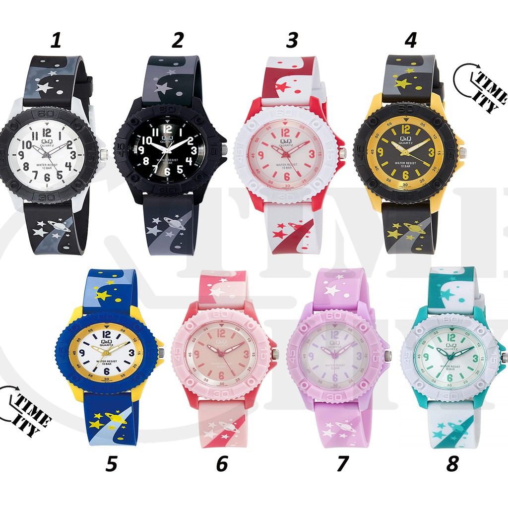 QQ QNQ Q&amp;Q Original  RUBBER BAND CHEERFUL STYLE Jam Tangan Anak Anti Air VQ96 Series Ori Kids Watch