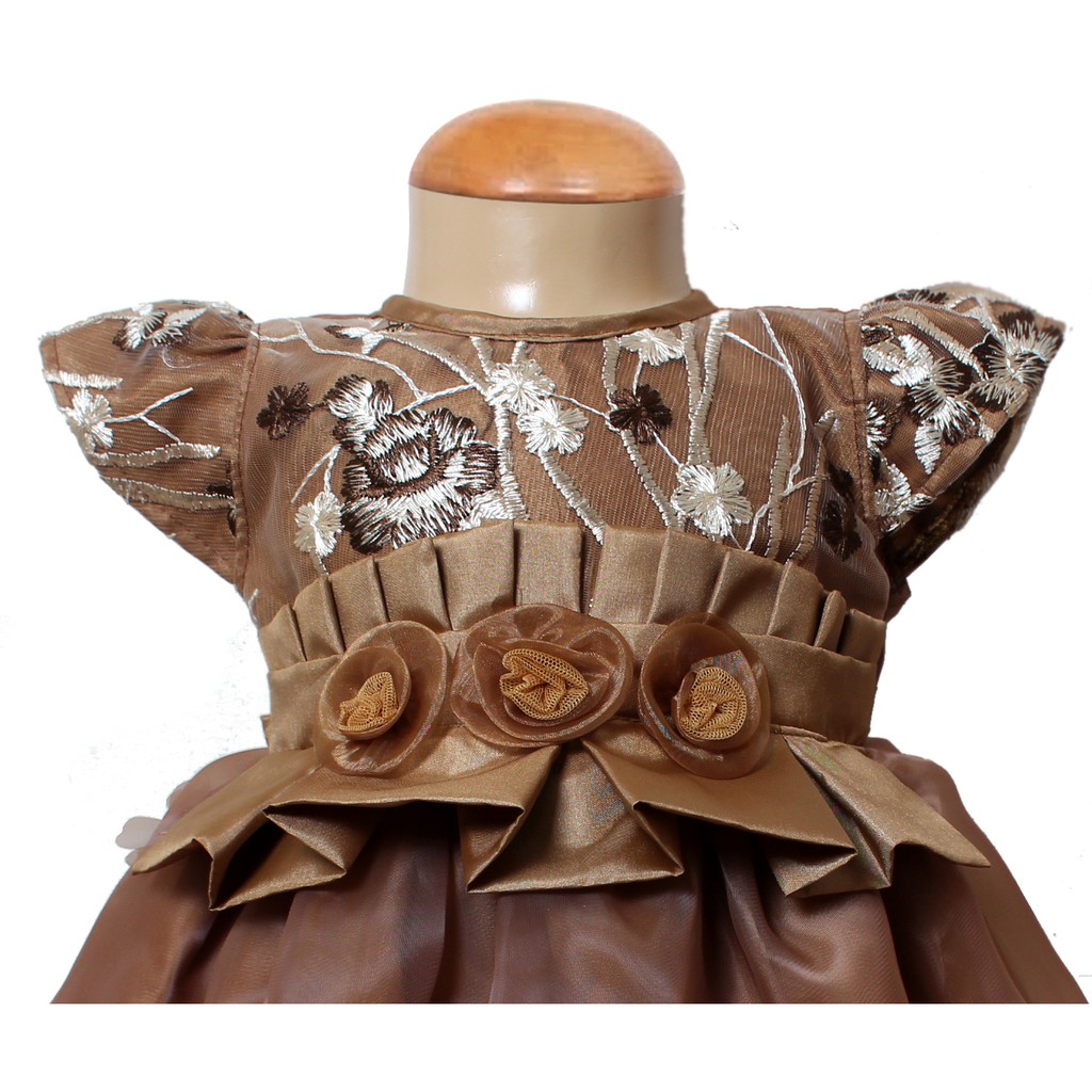 Dress Kids Jeni ABU/Pakaian Anak Modern/Baju Anak  Bayi Brukat Organza/Baju Pesta Anak Realpict/ Brukat