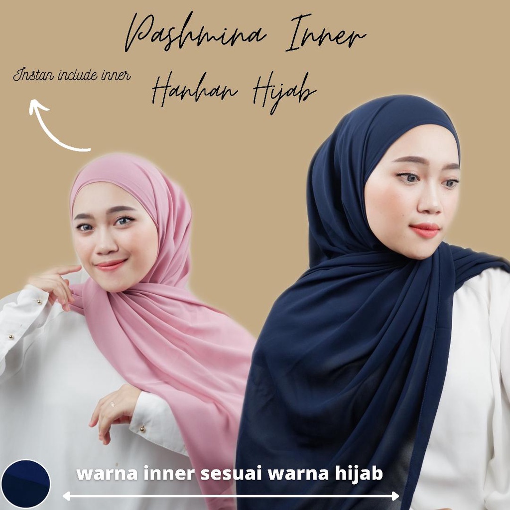 𝗛𝗮𝗻𝗵𝗮𝗻 𝗛𝗶𝗷𝗮𝗯 - Pashmina Inner 2IN1 Ceruty Babydoll 180x75