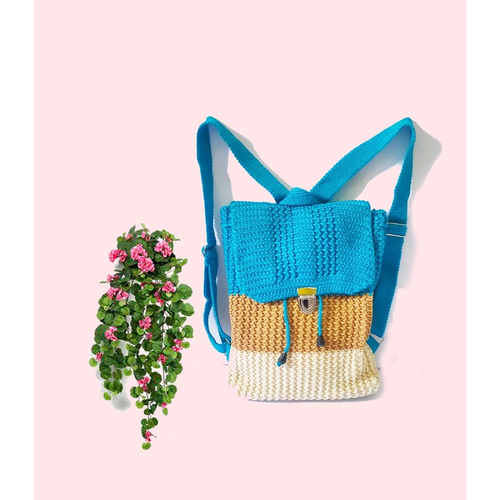 TAS RANSEL RAJUT TIGA WARNA / RANSEL RAJUT PREMIUM / TAS RAJUT HIGH QUALITY