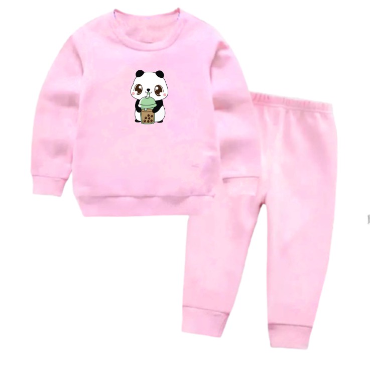 Setelan Sweater Anak Panda Boba Oblong/Set Sweater Basic Anak