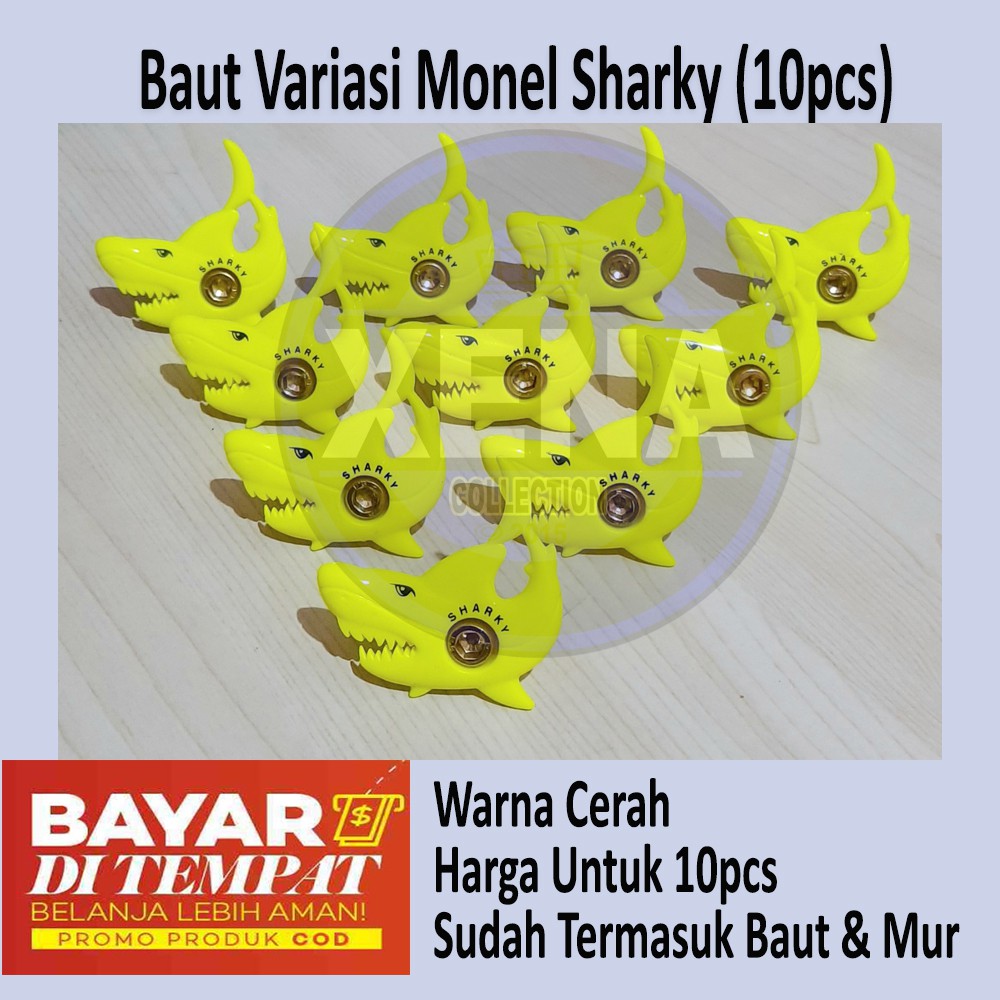 Baut Variasi motor model Sharky Hiu (10Pcs) Monel + Baut + Mur