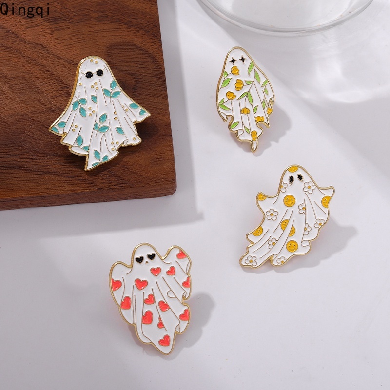 Bros Pin Enamel Desain Kartun Hantu Warna-Warni Untuk Hadiah Halloween Anak