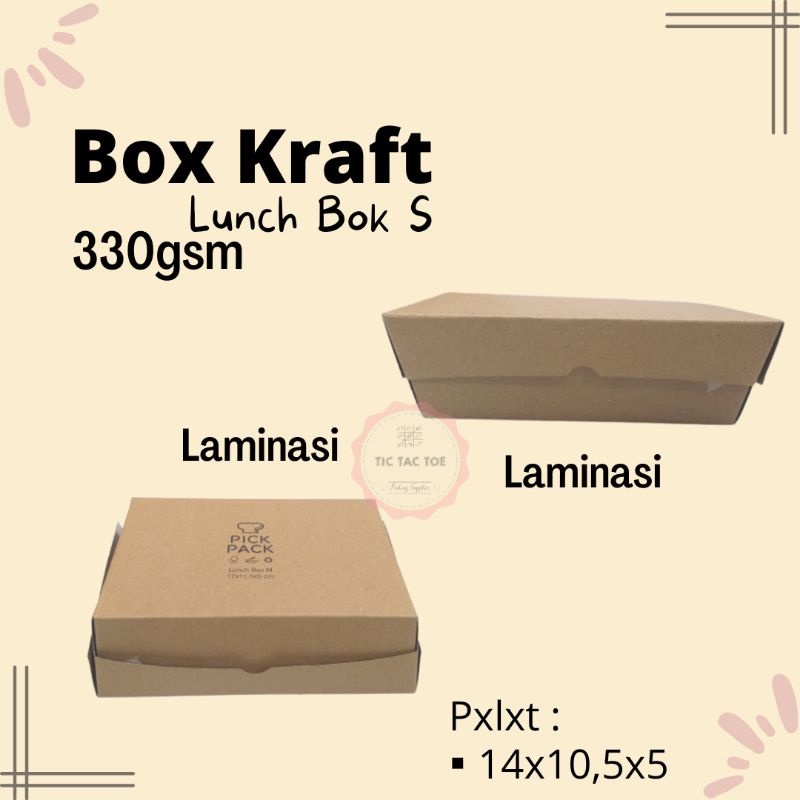 Paper Lunch Box Kraft Kotwk Nasi Laminasi Size S 14x10.5x5