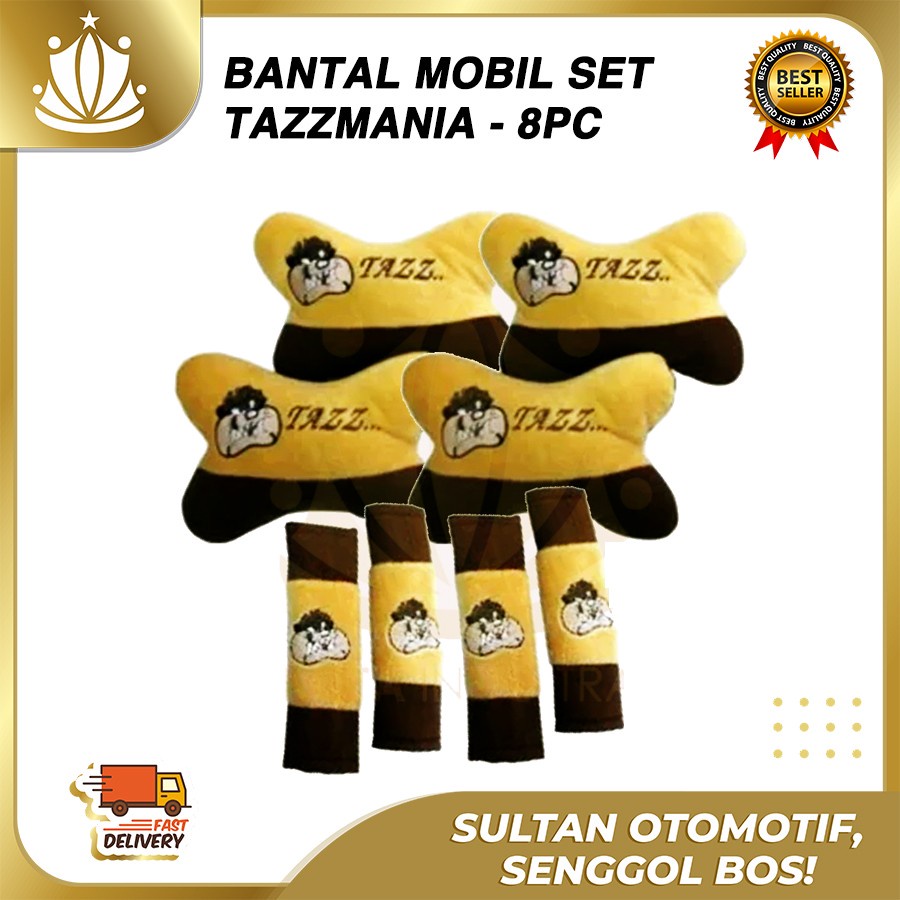 Bantal Jok Mobil TAZZMANIA Set 8 PC / Bantal Leher Mobil TAZZ 8 PC PROMO MURAH