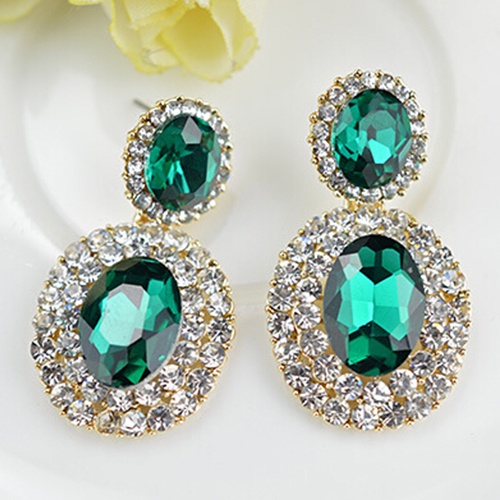 Hu Hu Hu Hu Hu Alat Bantu Pasang Kacamata♡ Anting Tusuk Gantung Bentuk Oval Geometri Hias Berlian Imitasi Gaya Vintagemewah Untuk Wanita