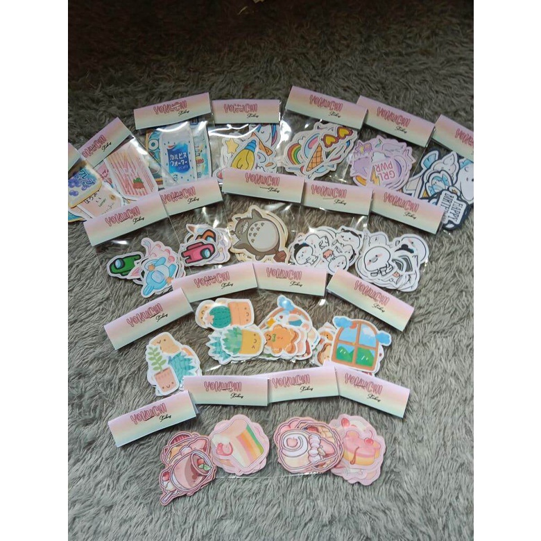 

YOKUCHI (( EDISI TERBATASS!! )) Stickers Lucu Pentol / Among Us / Kaktus / Unicorn/Bear/Snack/Totoro YKC0002