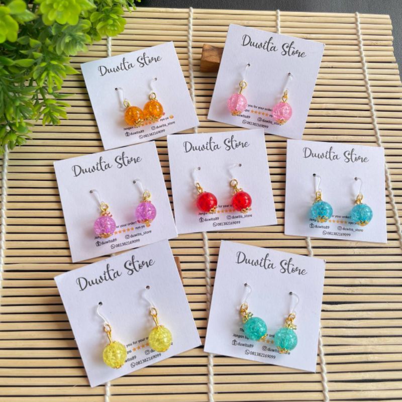 HANDMADE ANTING ANAK/DEWASA KAITAN PLASTIK MOTIF MUTIARA RETAK GOLD