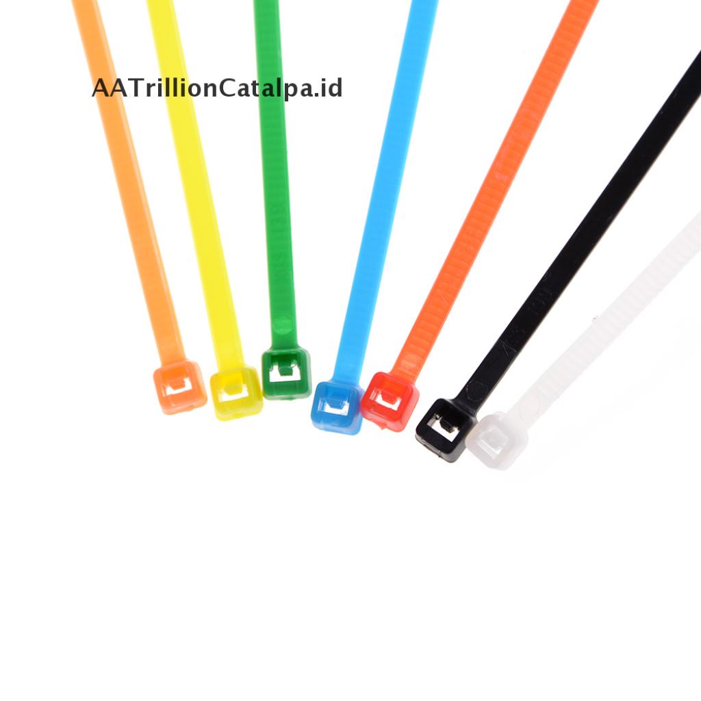 (AATrillionCatalpa) 100pcs Tali Pengikat Kabel Bahan Plastik Nilon Warna-Warni Ukuran 3x100mm