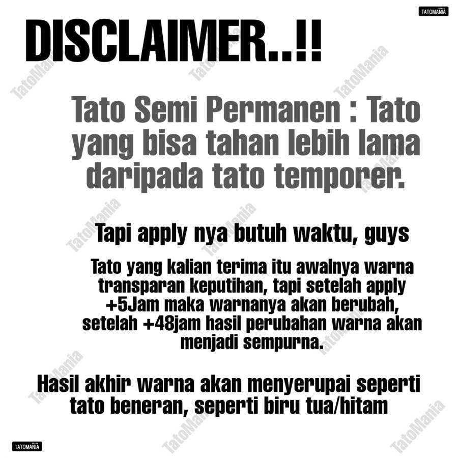 HM - Stiker tato temporer semi permanen tahan lama anti air 11x18 GZ34