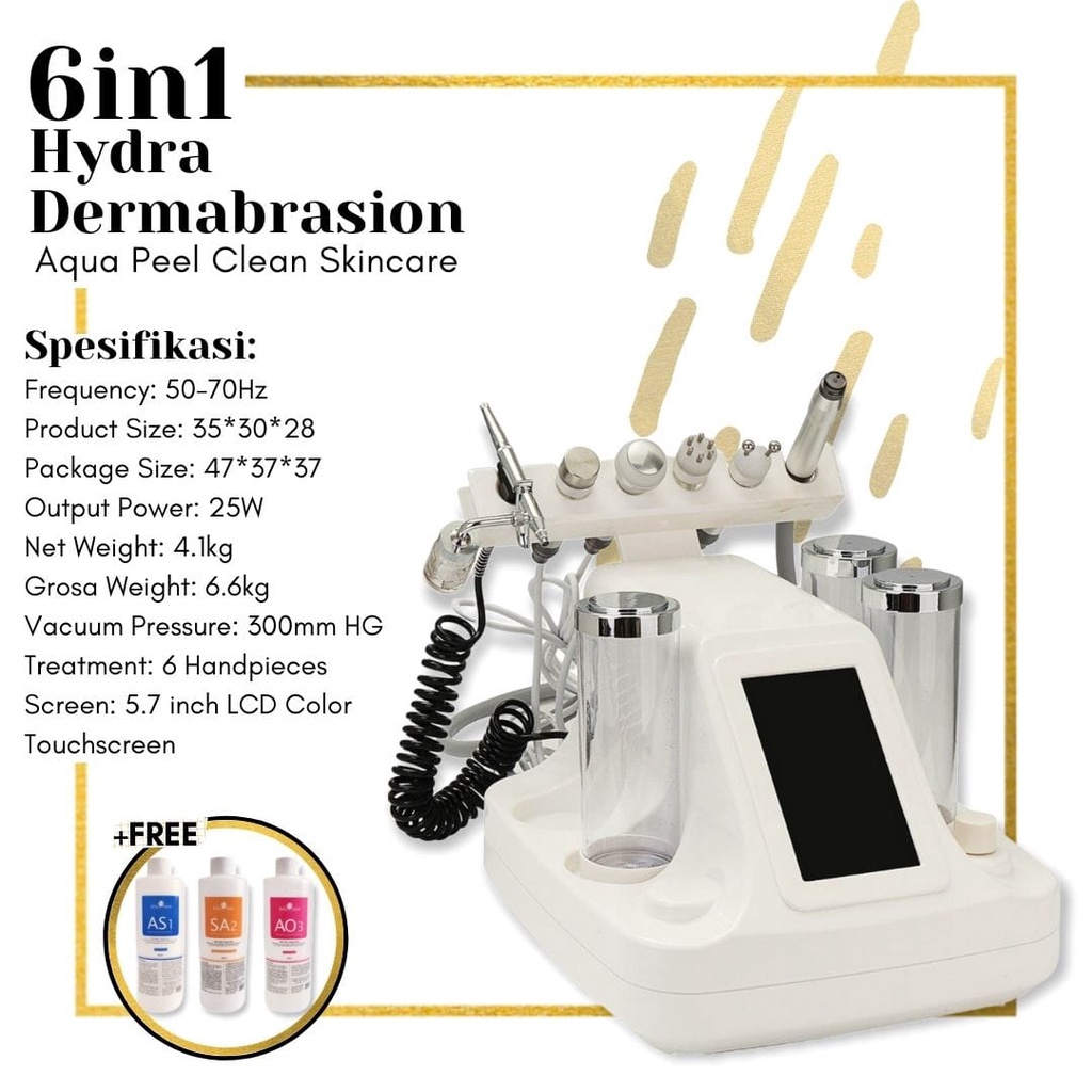 Hydra 6in1 aqua peel sedot komedo bio rf radio frekuensi ultrasound setrika wajah cold oxygen spray