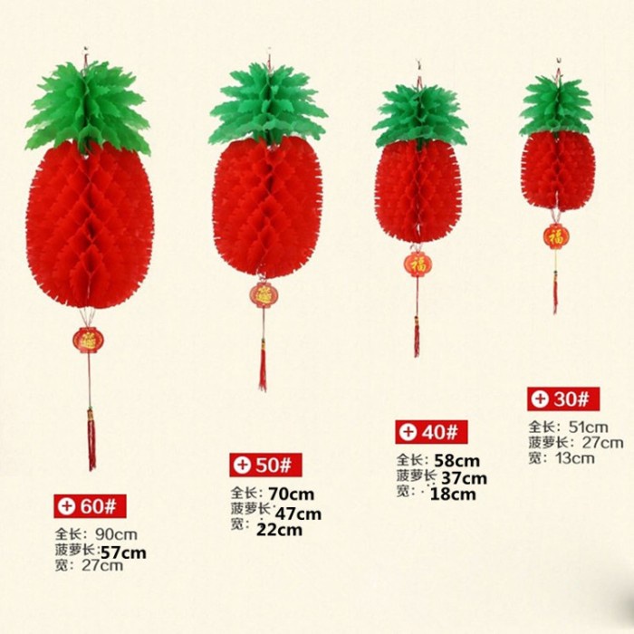 Dekorasi Imlek Lampion Nanas Merah Hiasan Sincia nanas Kuning Gold Harga Grosir Termurah