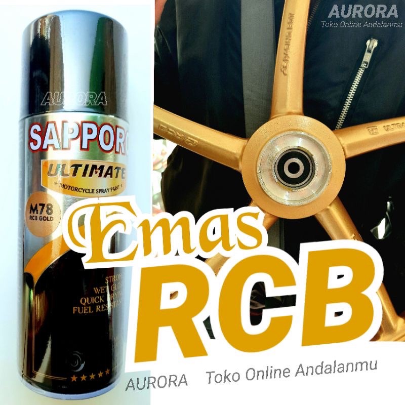 Sapporo Ultimate M78 RCB Gold Emas 400ml / cat semprot spray pilok pilox mas velg pelg sepeda motor 