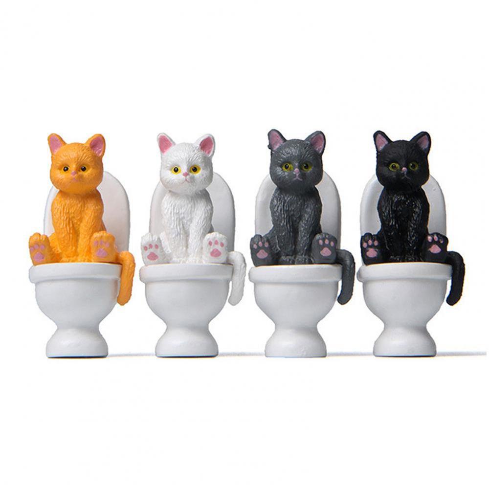 [Elegan] Kucing Miniatur Mikro Lansekap Desktop Ornamen Model Kucing Mainan Hiasan Aksesoris Ornamen Taman Ekspresi Dekorasi Toilet Duduk Miniatur Kucing