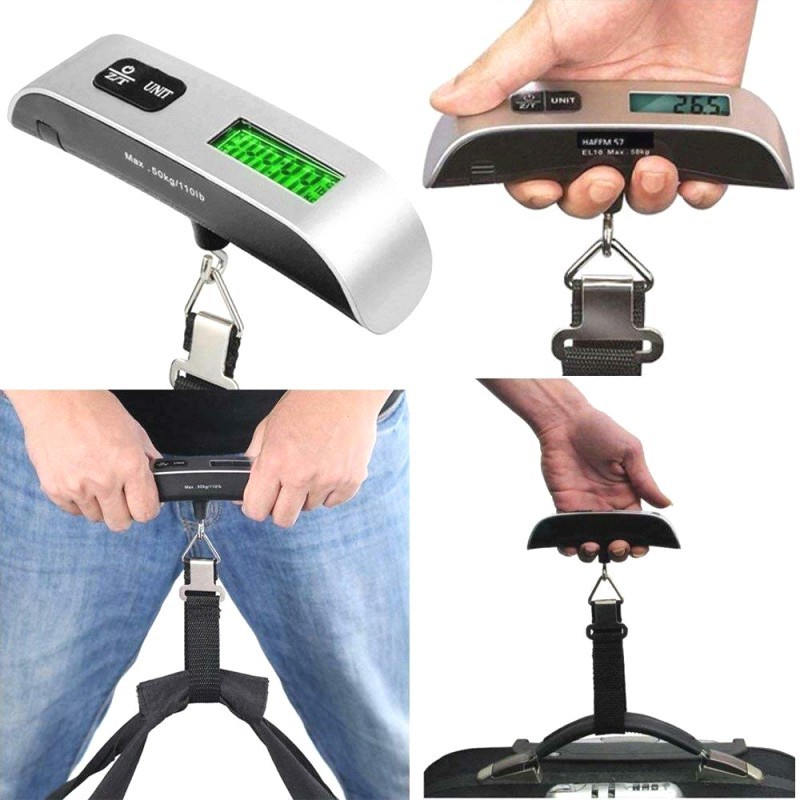 Timbangan Koper Silver Electronic Travel Luggage Scale Gantung Digital