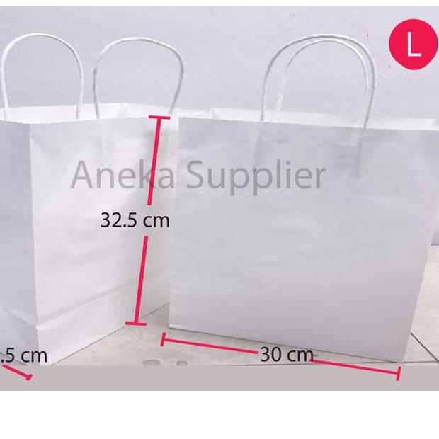 

♛ Paper Bag Putih (White Natural) Go Green - Besar L (20PCS) ☈