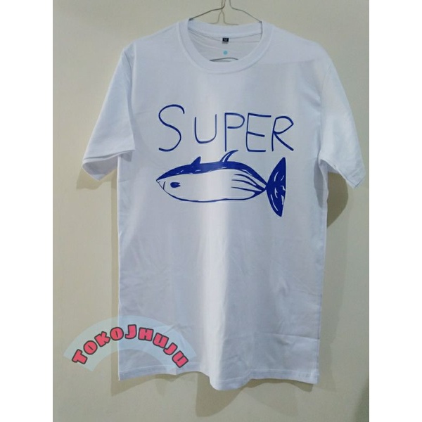 Baju Kaos BTS Kim Seokjin style SUPER TUNA sablon biru