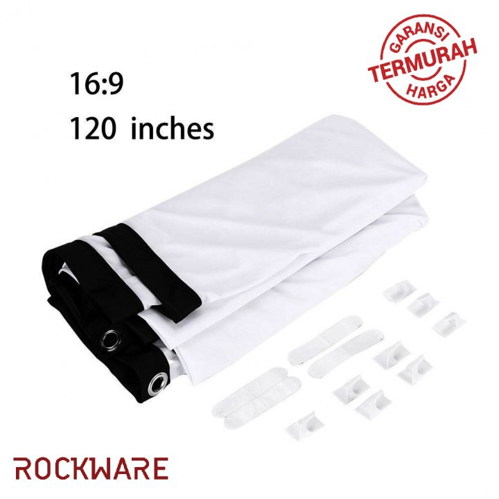 ROCKWARE 120 Inch Polyester Fabric Foldable Projector Screen