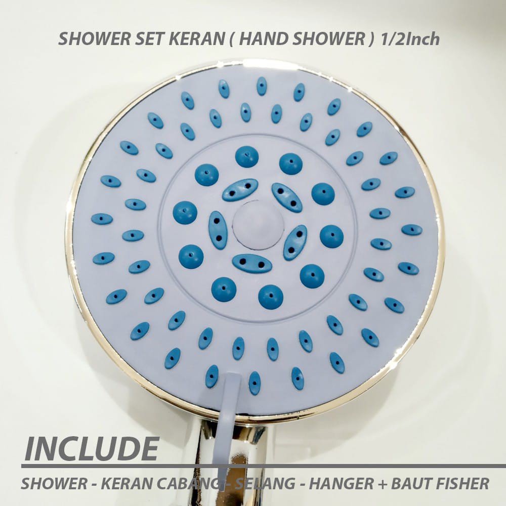 Shower Mandi Set Braket Shower system Selang 150cm Dan Kran Cabang Stainless Drad 1/2&quot;