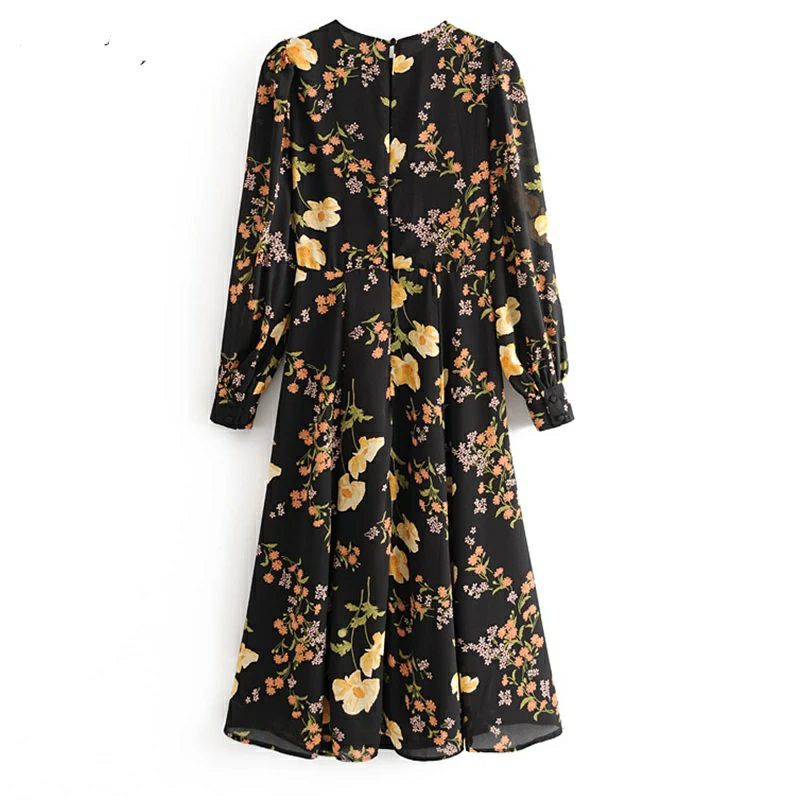 Dress Bangkok Motif Bunga Bahan Sifon Import