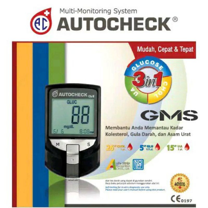 Autochek Alat Cek GCU 3 in 1 / Alat Cek Gula, Asam Urat, Kolestrol