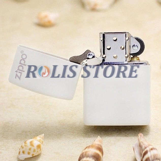 COD- Korek Zippo Putih Matte White Logo Premium Grade Ori - Free Box