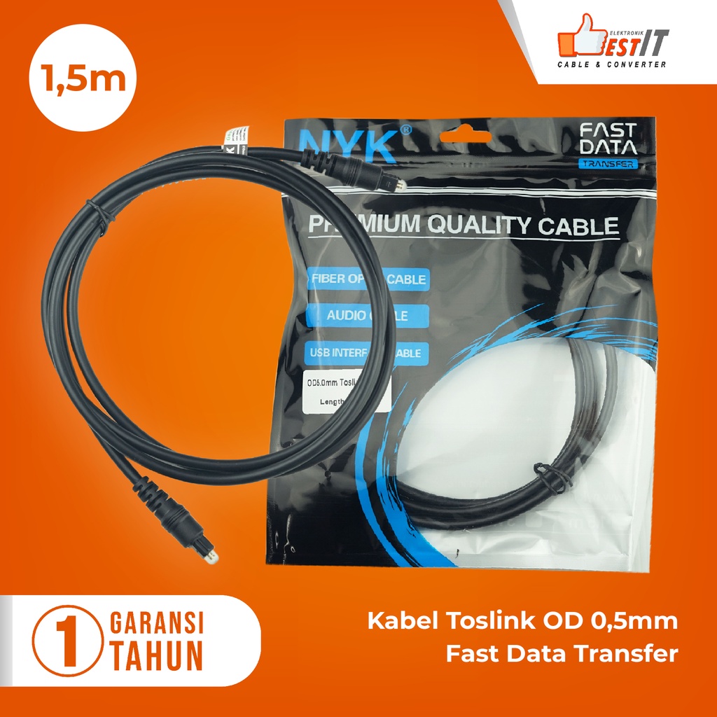 Kabel Toslink Digital Audio Optik NYK Link Cable Optical 1.5M 3M