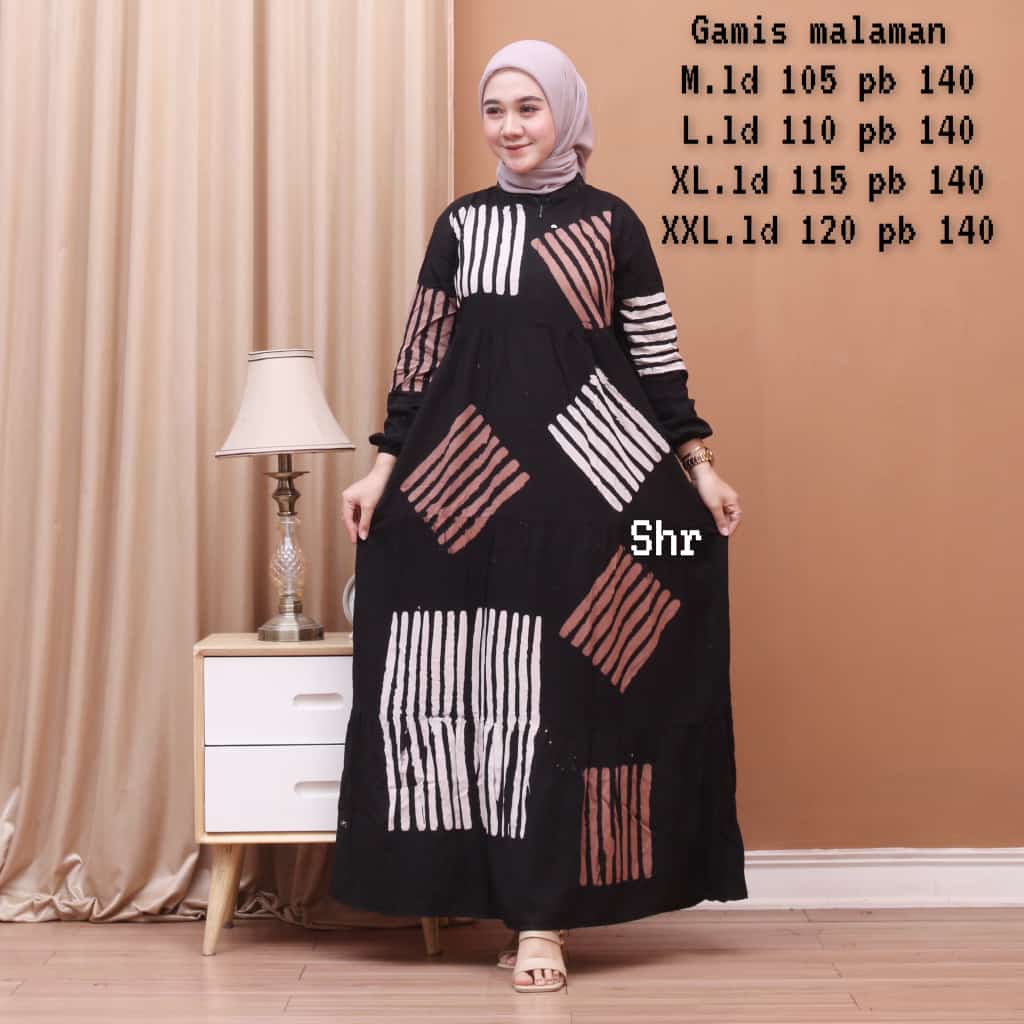 GAMIS TRENDY MASAKINI MOTIF DAUN /GAMIS  MALAMAN POLA  /LONGDRES BATIK SUPER