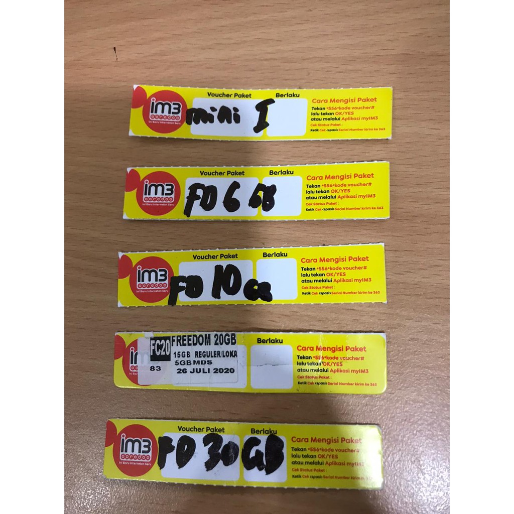 Voucher Internet Indosat im3 Freedom combo 6GB/10GB/20GB/30GB/40GB/60GB Vocer isi ulang OOREDOO