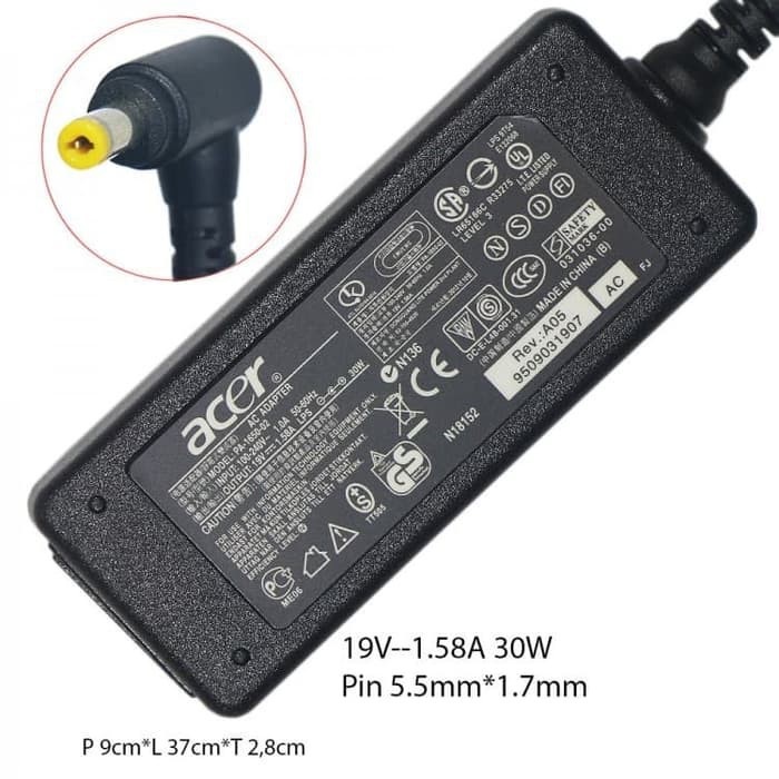 Adaptor charger Acer ori19v 1.58a 1410, 1420,AO531H, monitor acerS202HL N214,em250, KAV10,ZG8, ZG5