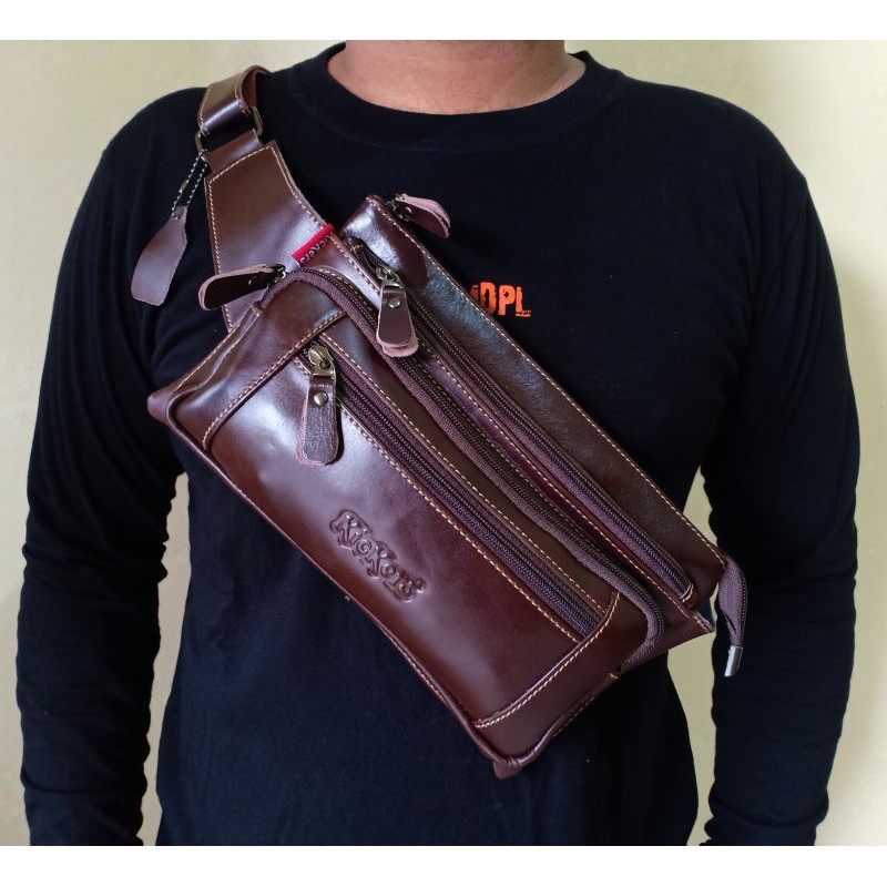 Waistbag Kulit Sapi Asli Suntacruzz