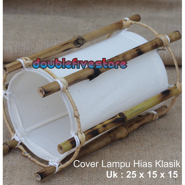 Kap Lampu Hias Bambu Kap Lampu Hias Gantung Klasik Bambu Natural Tradisional Uk 25 x 15 x 15