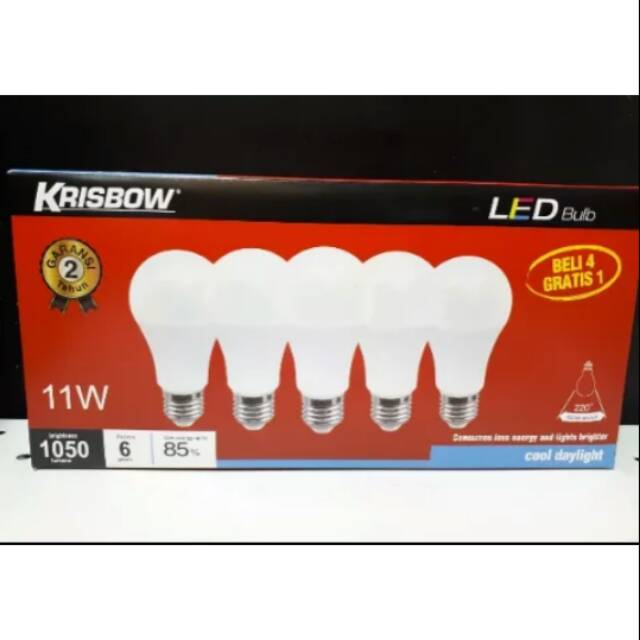 Bohlam lampu LED 11 watt krisbow paket isi 5