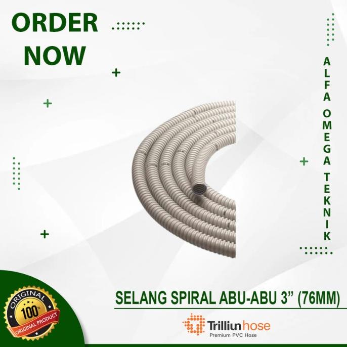 SELANG SPIRAL ABU ABU 3 INCH 0.68 METER TRILLIUN AIR HOSE PVC GREY alfaom364