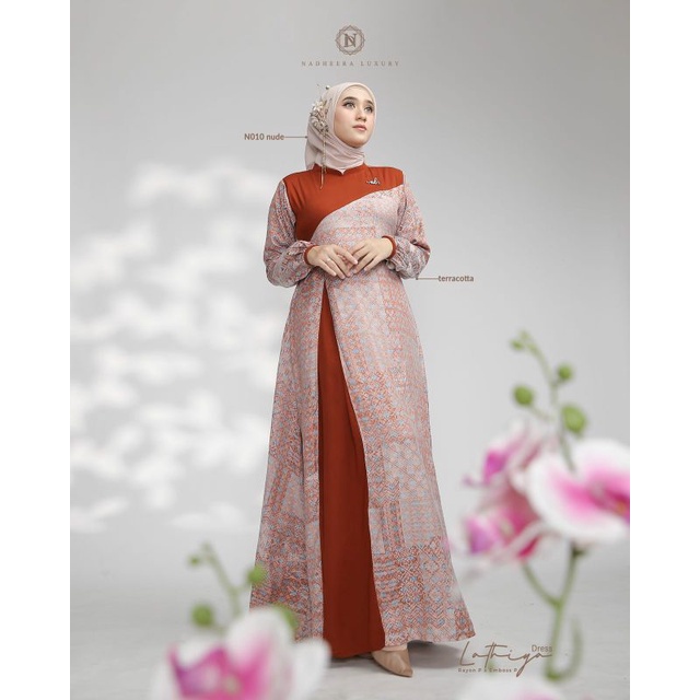 DRESS / GAMIS KEKINIAN SIMPEL MEWAH 100% ORI TERBARU LATHIYA DRESS BY NADHEERA