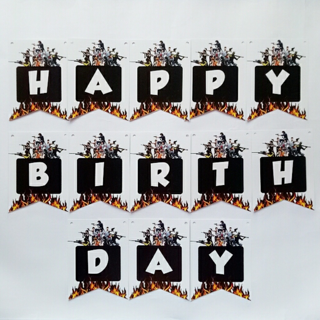 banner flag bunting flag garland flag ulang tahun happy birthday karakter Free Fire FreeFire