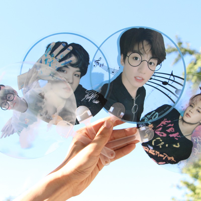 Transparant Fan / KPOP transparent Fan/ Kipas Transparan EXO BTS WANNA ONE GOT7 NCT